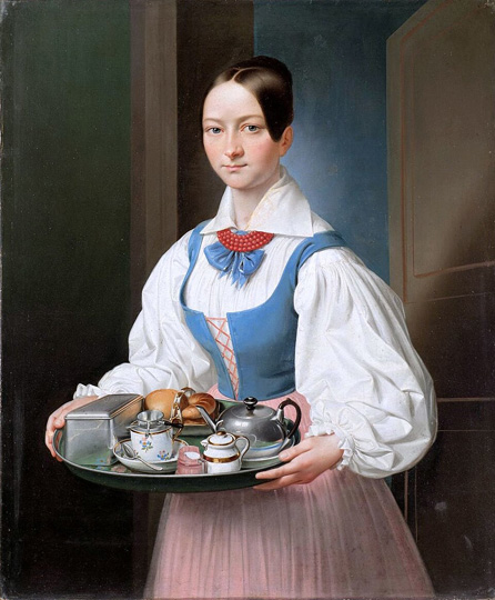 Image - Martyn Yablonsky: Girl with Breakfast on a Tray.